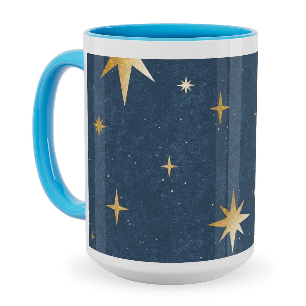 Art Deco Starbursts - Blue Ceramic Mug, Light Blue,  , 15oz, Blue