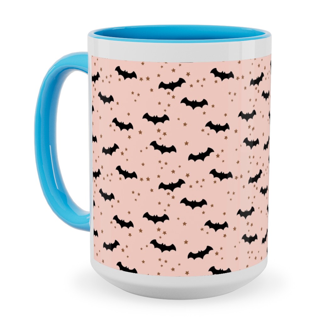 Twinkle Bats - Pink Ceramic Mug, Light Blue, , 15oz, Pink, Bright Pink