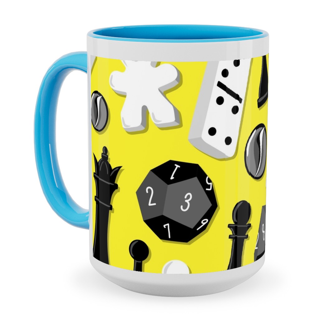 Game on Ceramic Mug, Light Blue, , 15oz, Yellow, Sunshine