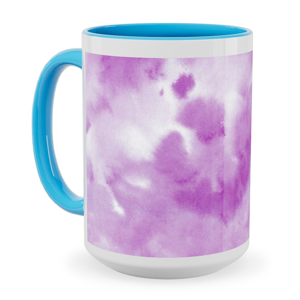 Watercolor Texture - Purple Ceramic Mug, Light Blue,  , 15oz, Purple