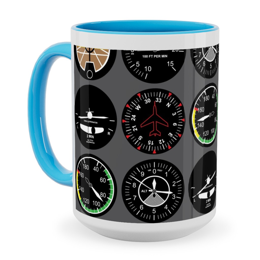 Flight Deck Ceramic Mug, Light Blue, , 15oz, Gray, Slate