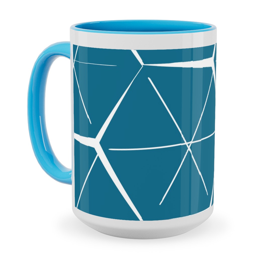Hexagons - Blue Ceramic Mug, Light Blue,  , 15oz, Blue