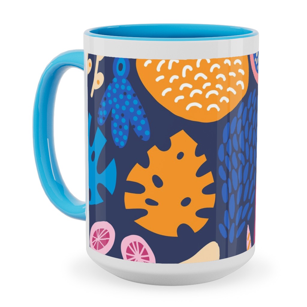 Jungle Pattern - Multi Ceramic Mug, Light Blue,  , 15oz, Multicolor