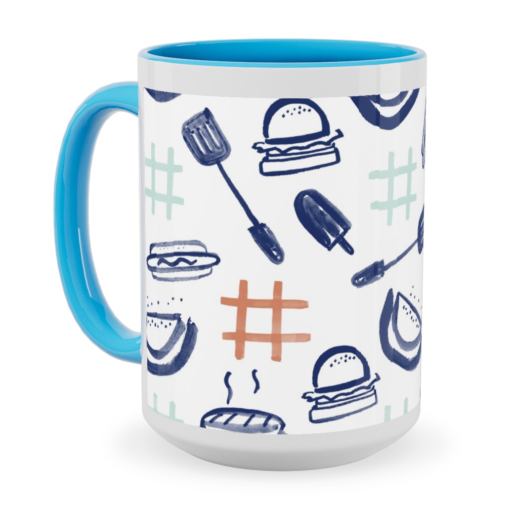 Summer Cookout Ceramic Mug, Light Blue, , 15oz, Blue, True Blue