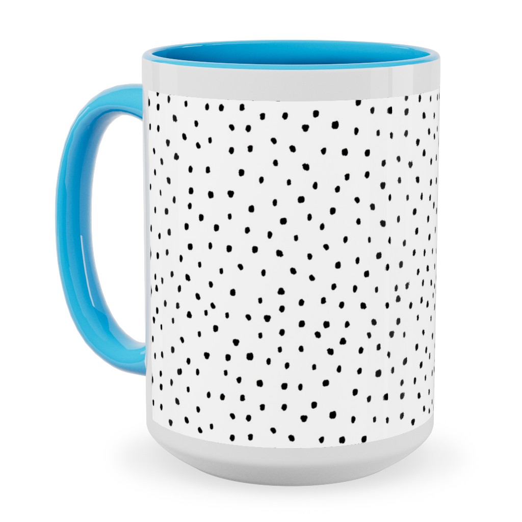 Tiny Dot - Black + White Ceramic Mug, Light Blue, , 15oz, White, White