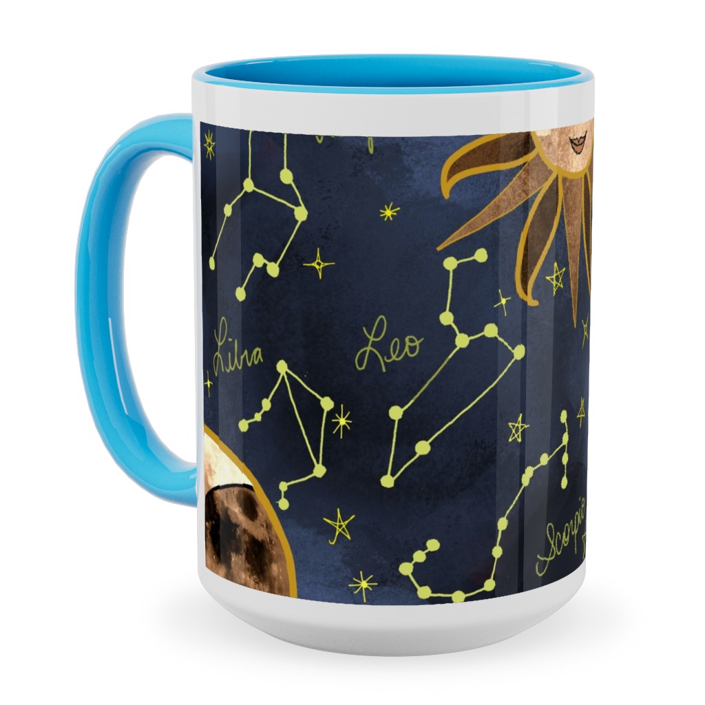 Celestial Star Signs Ceramic Mug, Light Blue, , 15oz, Blue, Navy