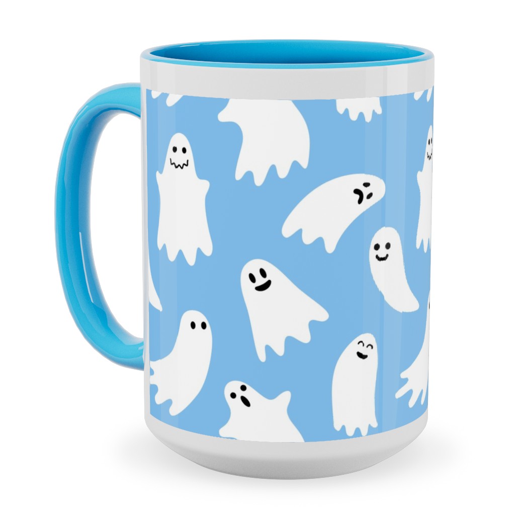 Cute Ghosts - Blue Ceramic Mug, Light Blue,  , 15oz, Blue