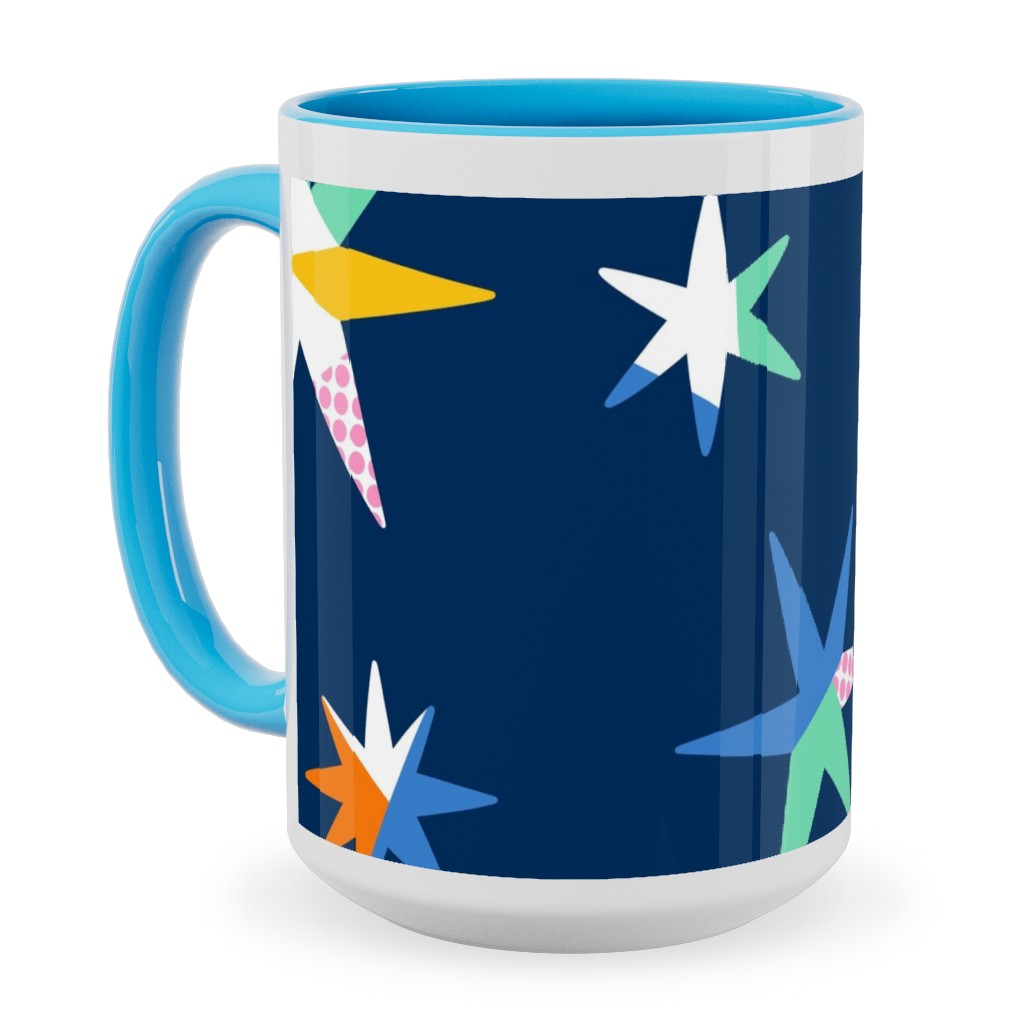 Modern Starry Sky - Blue Ceramic Mug, Light Blue, , 15oz, Blue, True Blue