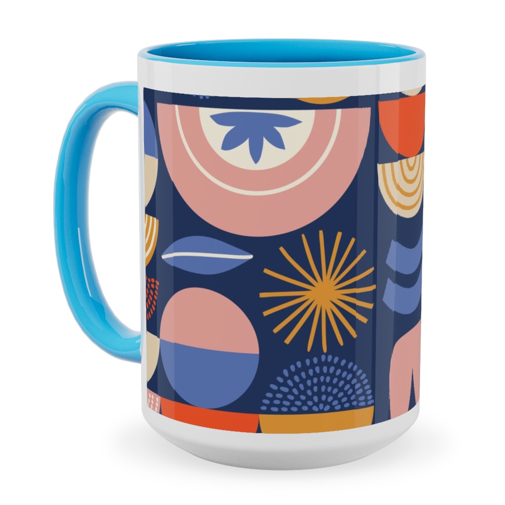 Colorful Geometry - Dark Ceramic Mug, Light Blue, , 15oz, Multicolor