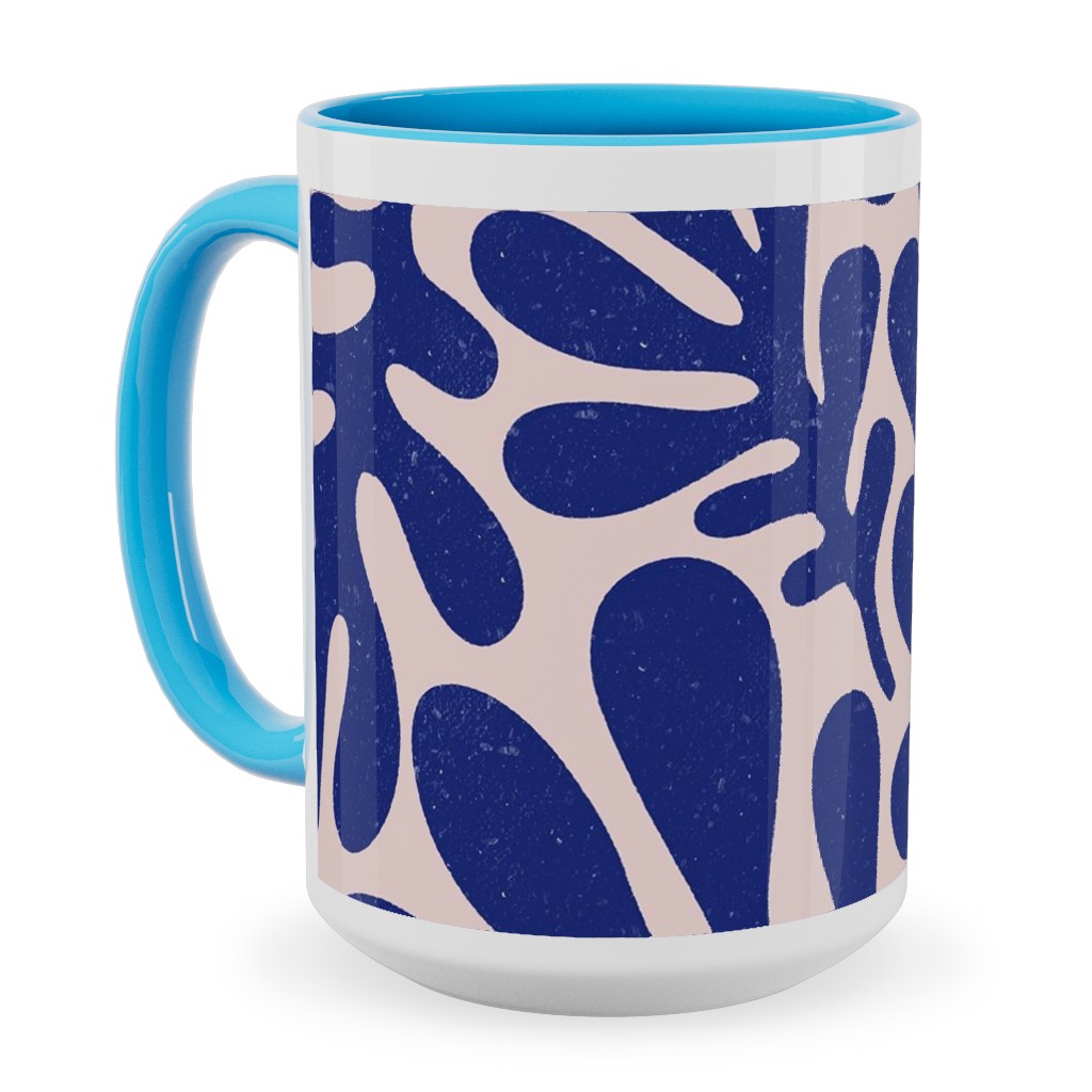Organic Leaves - Blue Ceramic Mug, Light Blue,  , 15oz, Blue