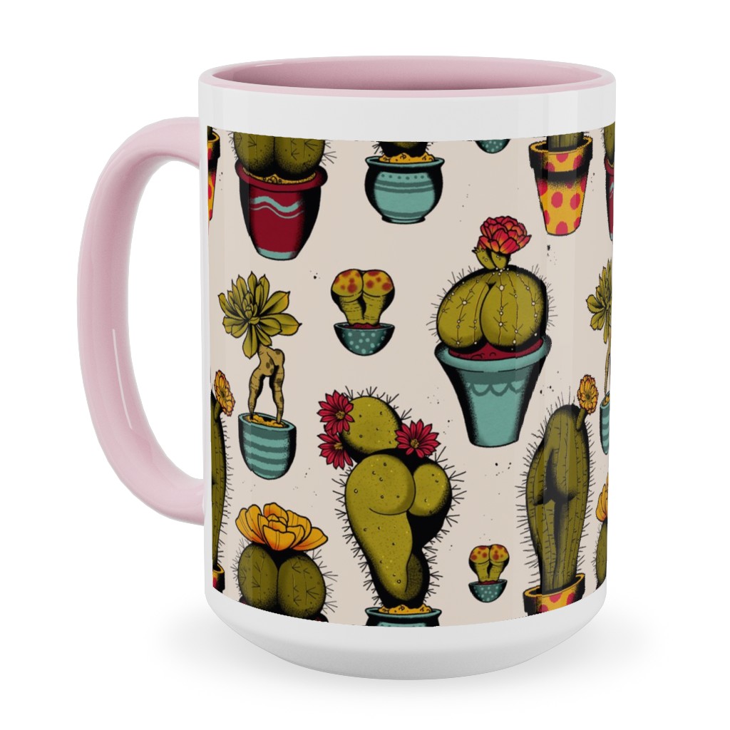 Sexy Cactus - Multicolor Ceramic Mug, Pink,  , 15oz, Multicolor