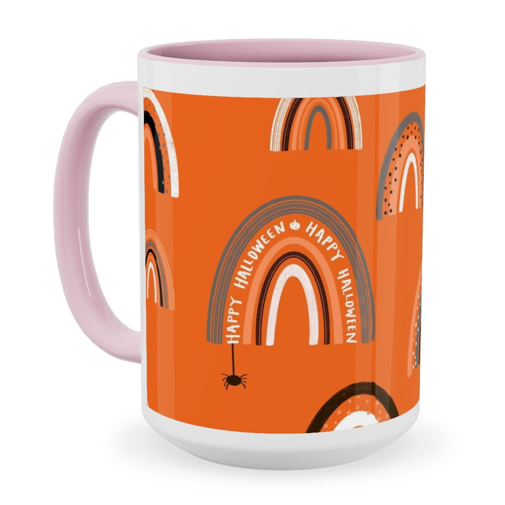 Happy Halloween Rainbows - Orange Ceramic Mug, Pink,  , 15oz, Orange