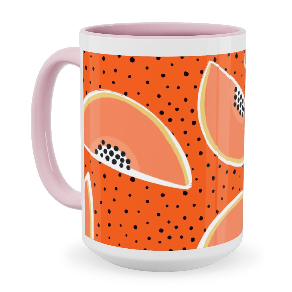 Cantaloupe - Orange Ceramic Mug, Pink,  , 15oz, Orange