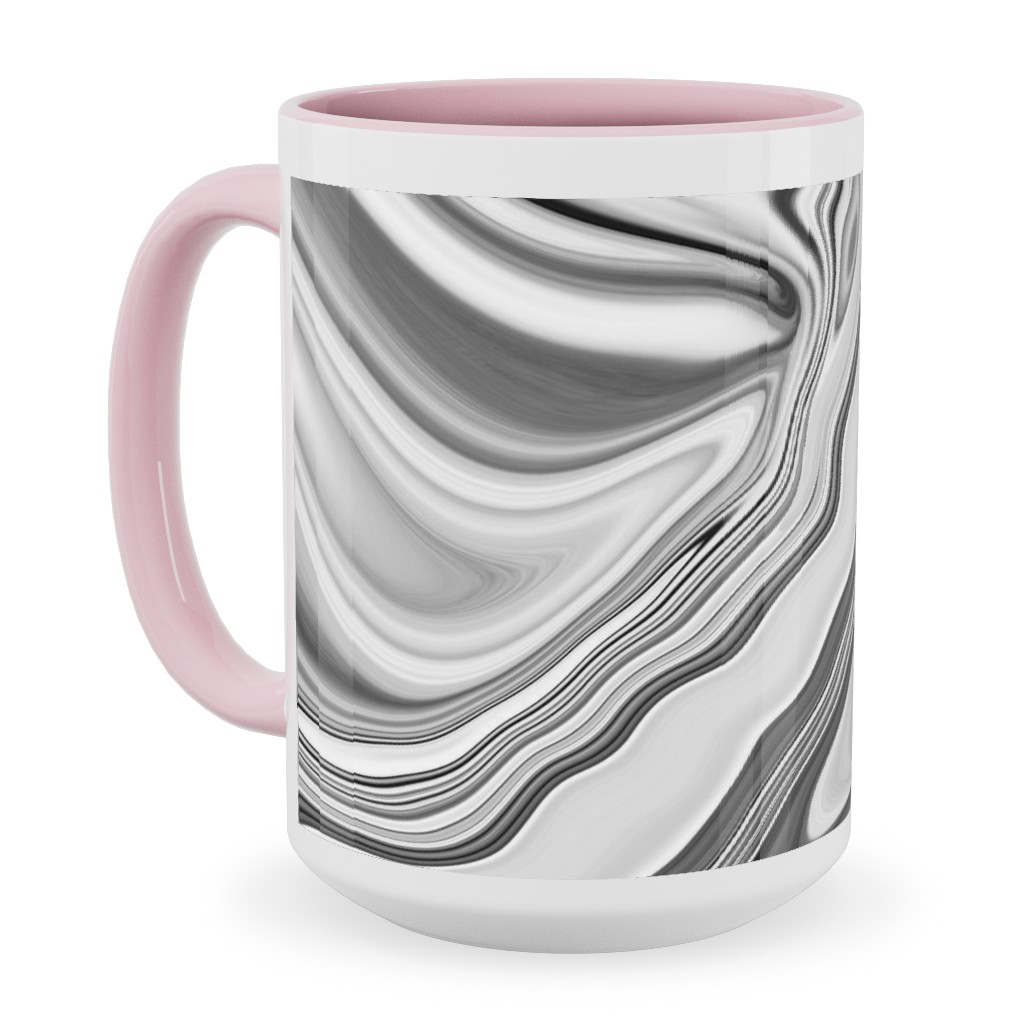 Love Spell Marble - Black and White Ceramic Mug, Pink, , 15oz, Gray, Gray