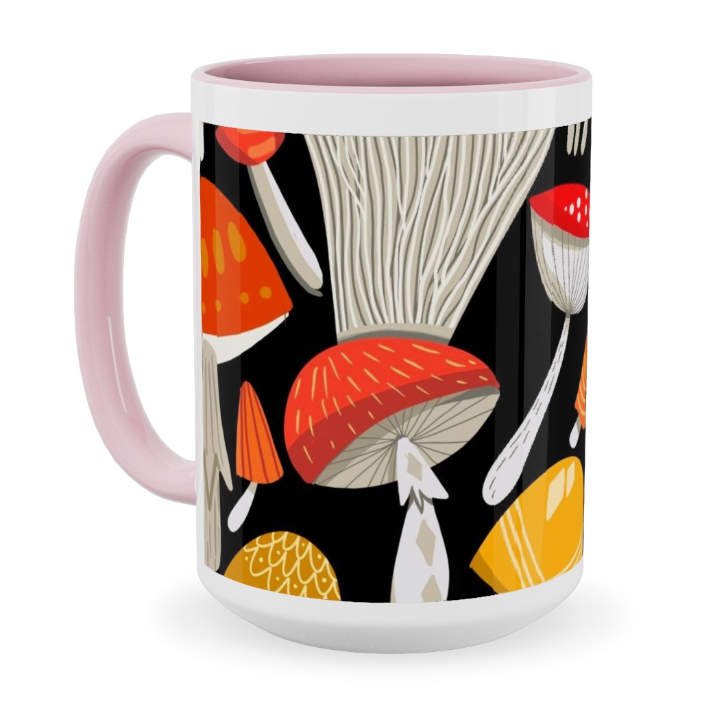 Magic Mushrooms - Multicolor Ceramic Mug, Pink,  , 15oz, Multicolor