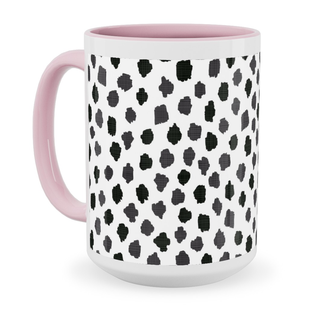 Inky Spots - Black and White Ceramic Mug, Pink,  , 15oz, White