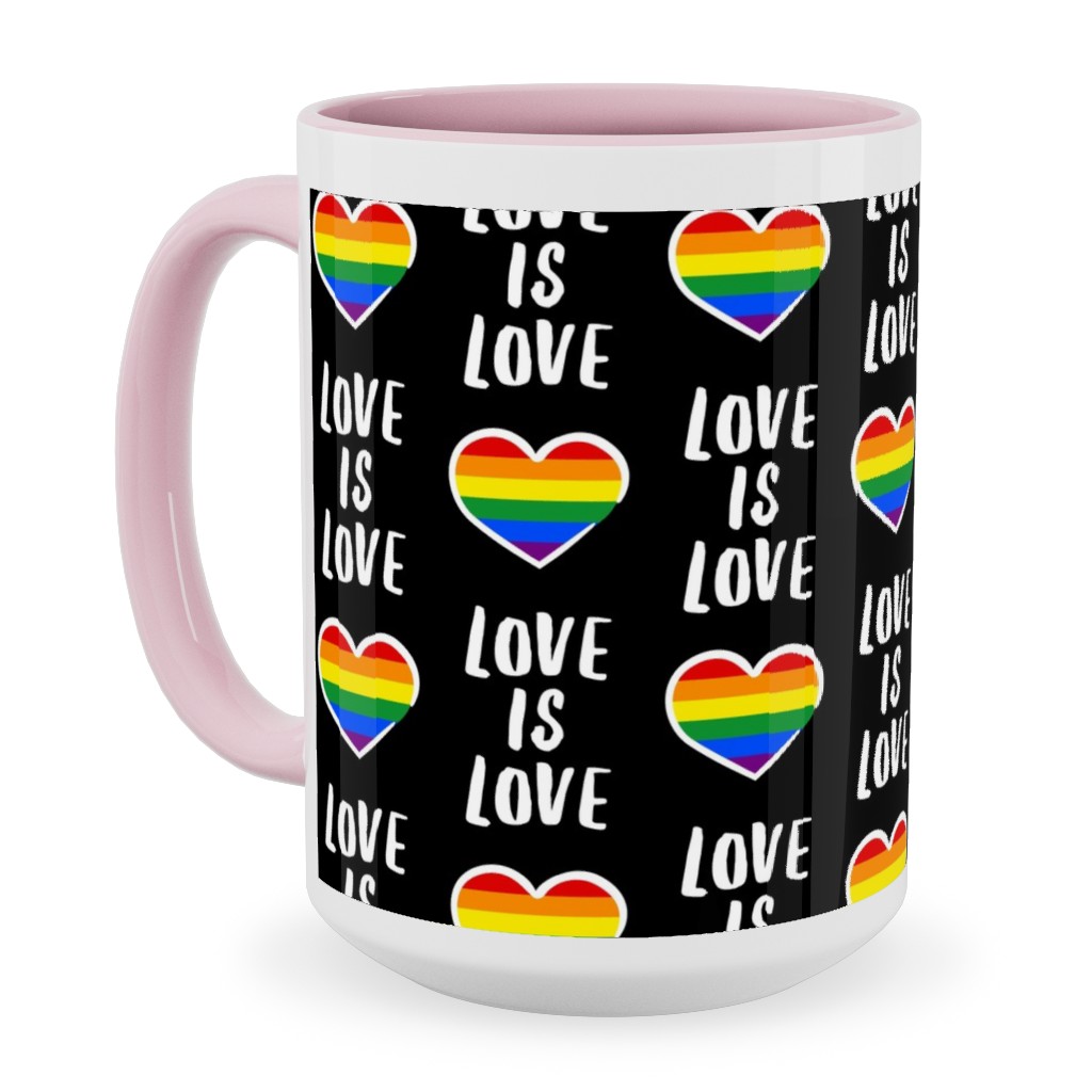 Love Is Love - Black Ceramic Mug, Pink, , 15oz, Multicolor