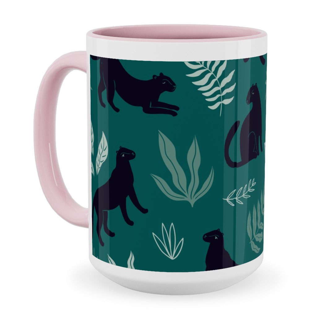 Black Panthers - Emerald Ceramic Mug, Pink,  , 15oz, Green