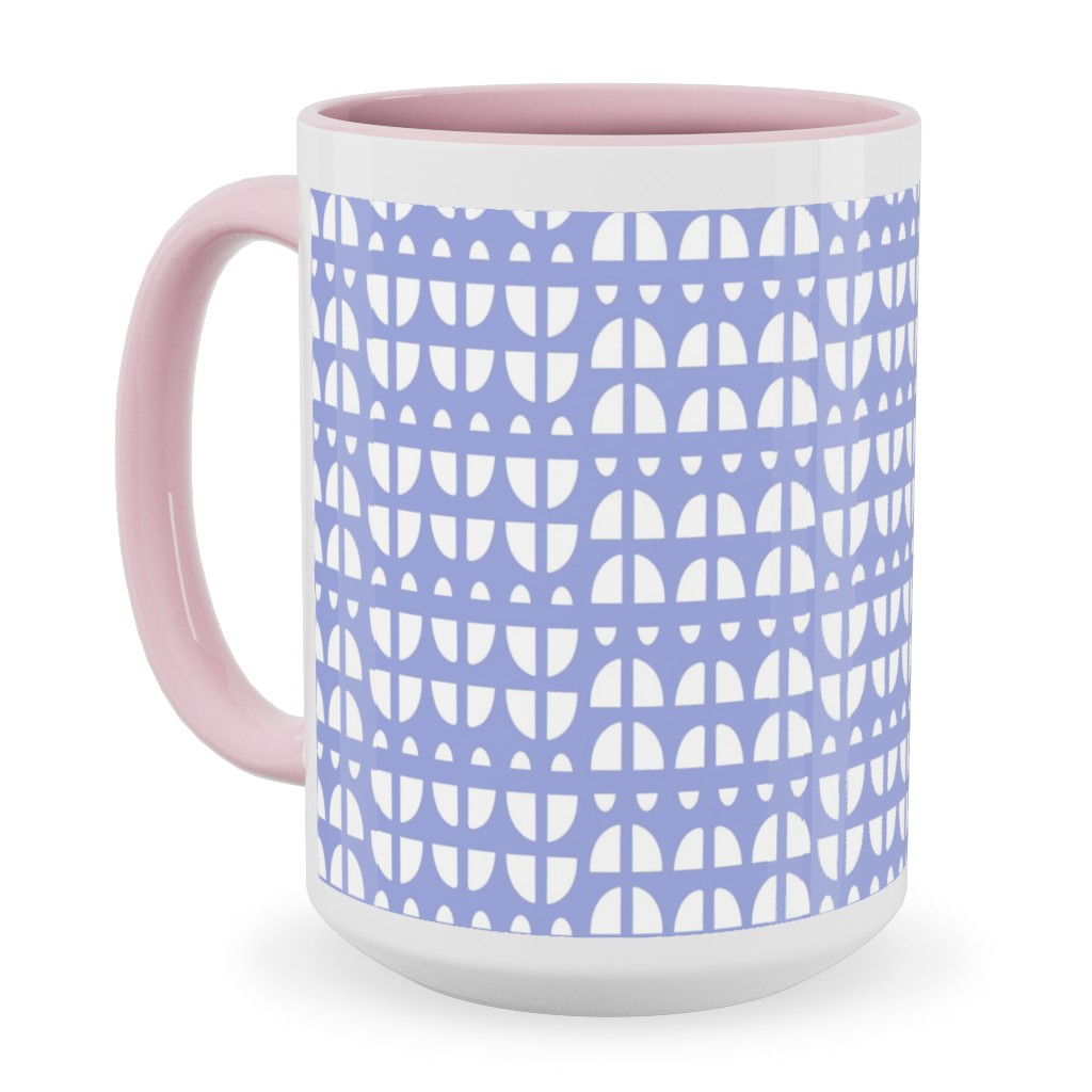 Geometric - Blue Ceramic Mug, Pink, , 15oz, Blue, True Blue