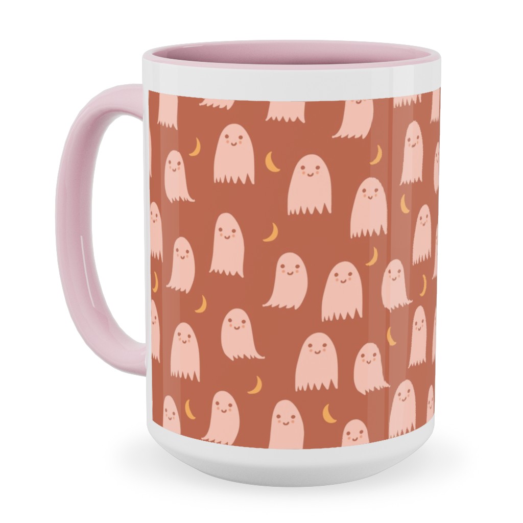 Cute Halloween Ghosts Ceramic Mug, Pink,  , 15oz, Pink