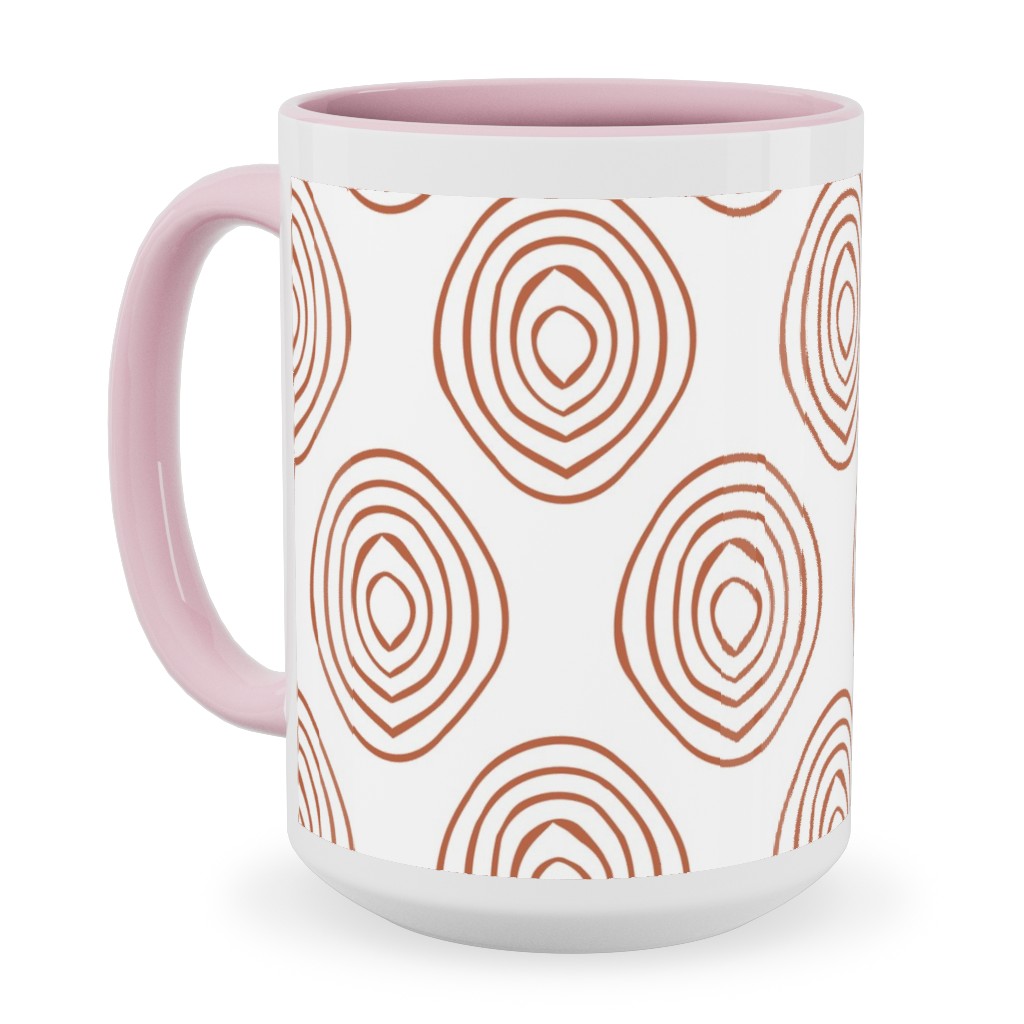 Abstract Circle - Terracotta Ceramic Mug, Pink, , 15oz, Brown, Brown