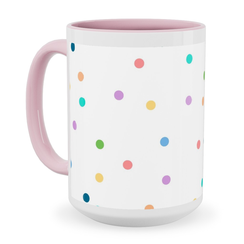 Polka Dots To the Max - Multi Ceramic Mug, Pink,  , 15oz, Multicolor