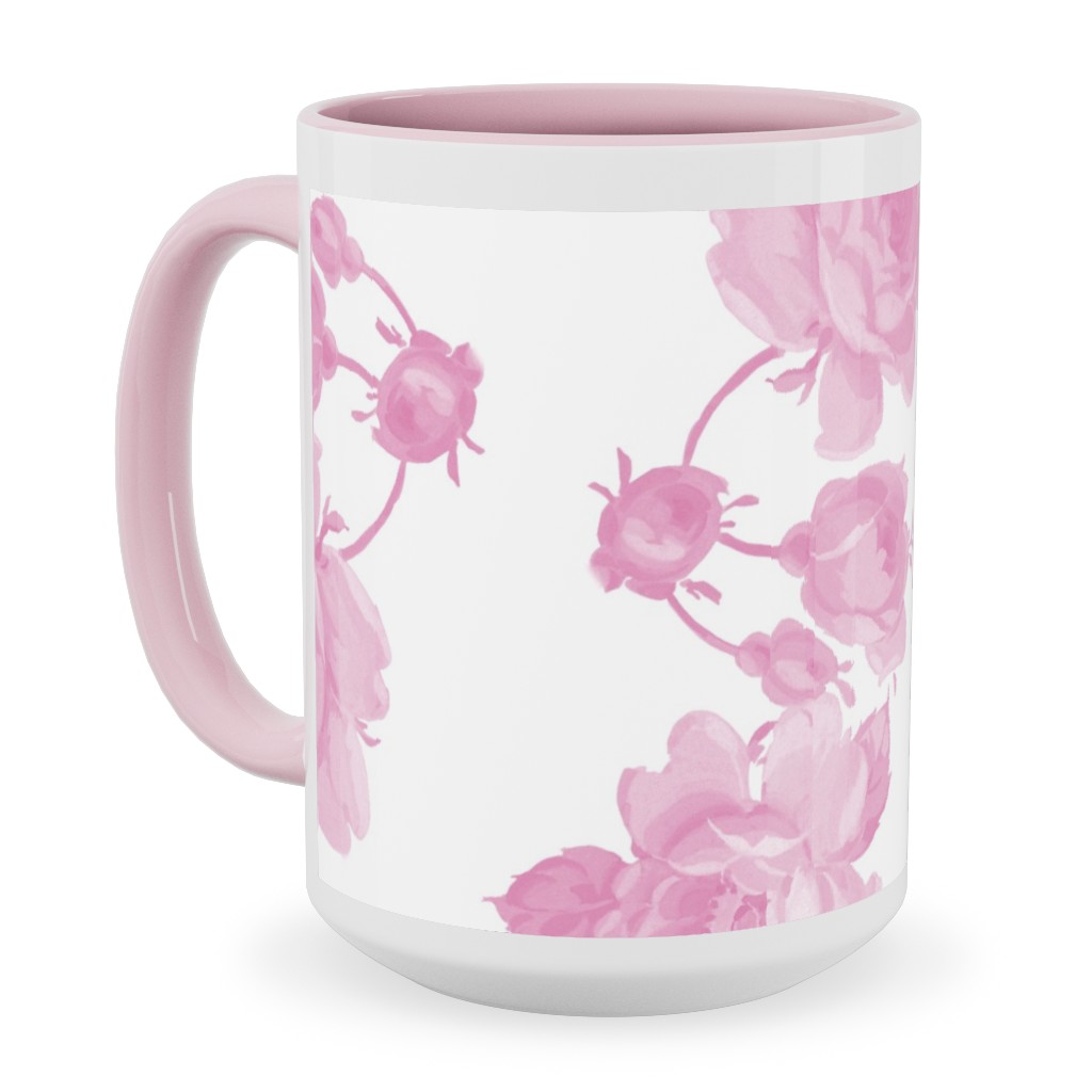 Saint Colette June Roses - Pink Ceramic Mug, Pink, , 15oz, Pink, Bright Pink