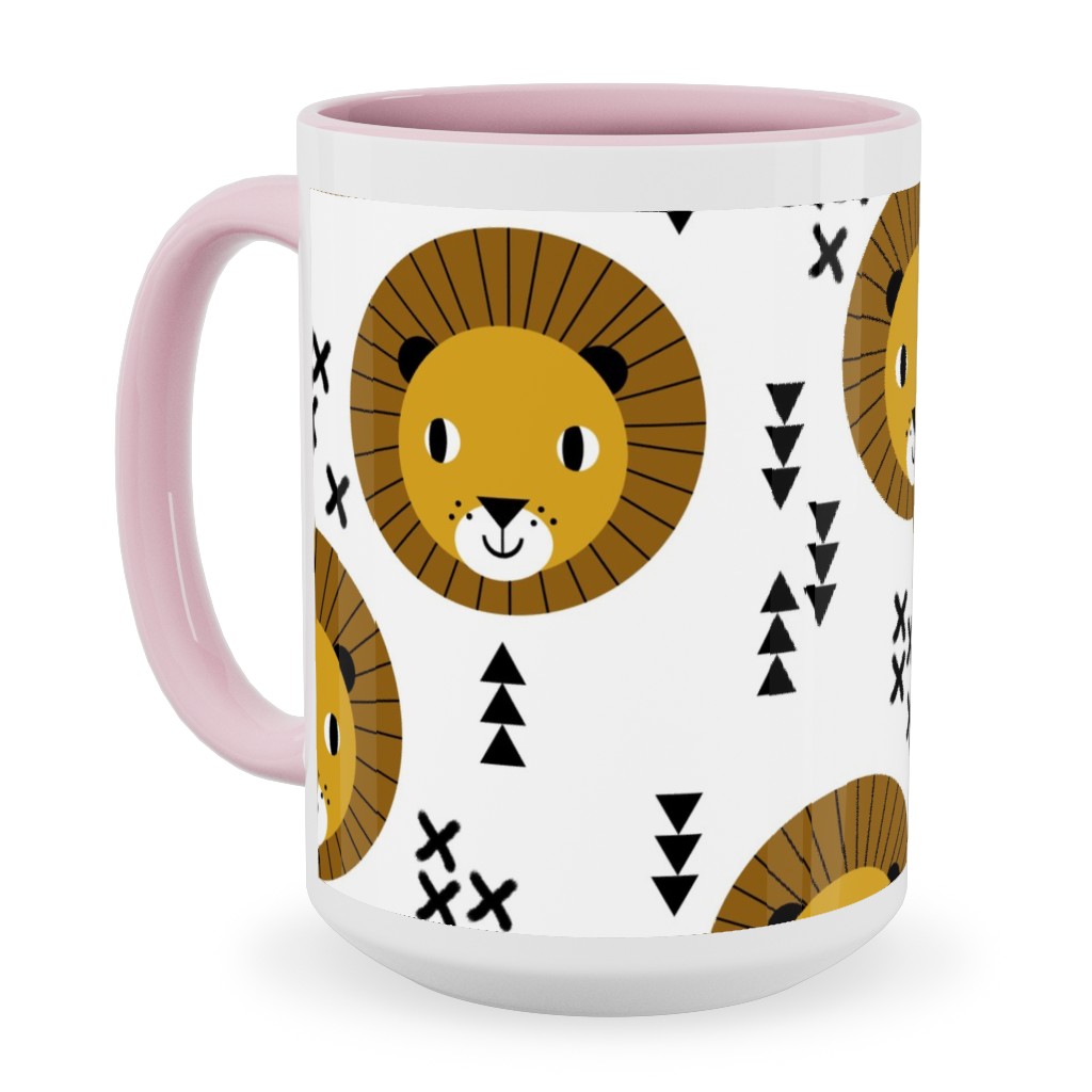 Happy Lion Safari Ceramic Mug, Pink, , 15oz, Brown, Brown