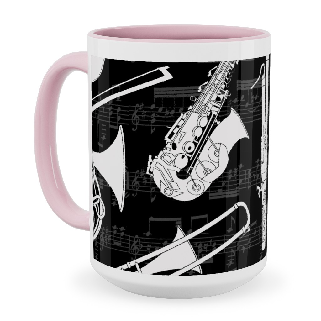 Musical Instruments Ceramic Mug, Pink,  , 15oz, Black