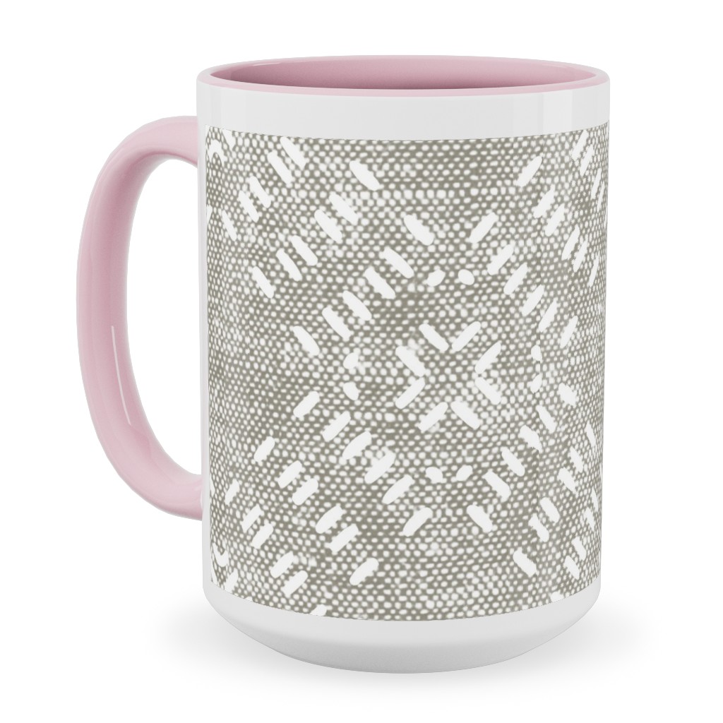 Modern Farmhouse Tile - Neutral Ceramic Mug, Pink, , 15oz, Gray, Gray