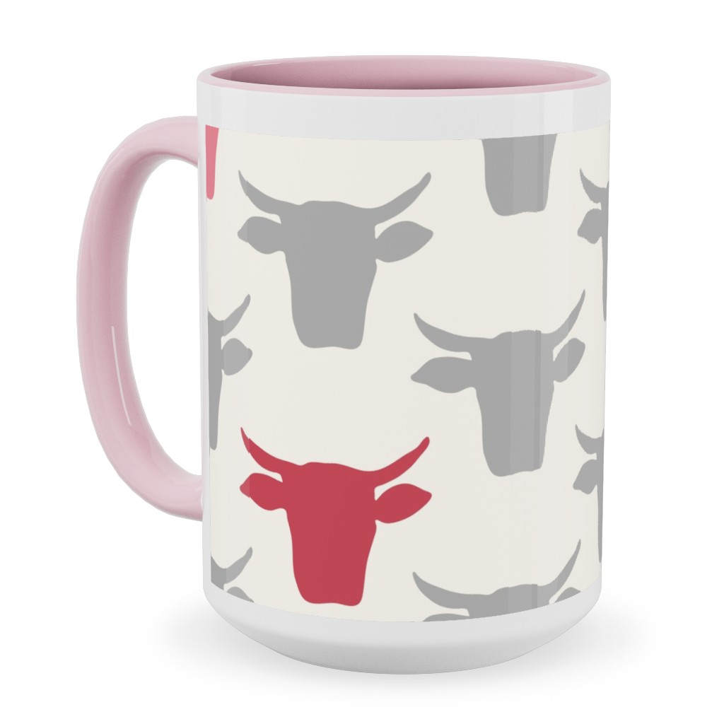 Cows Ceramic Mug, Pink, , 15oz, Pink, Bloom