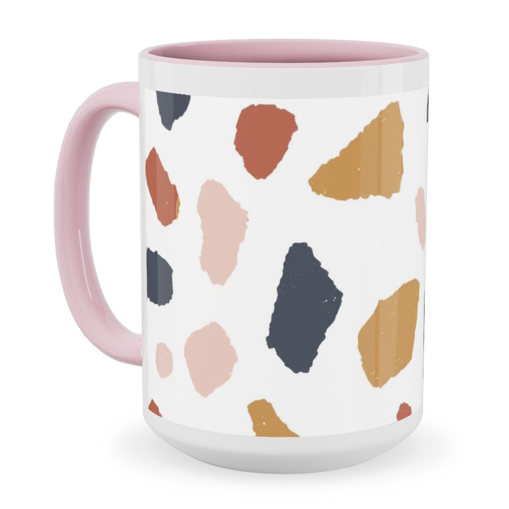 Terrazzo Tile - Neutral Ceramic Mug, Pink, , 15oz, Beige, Pearl