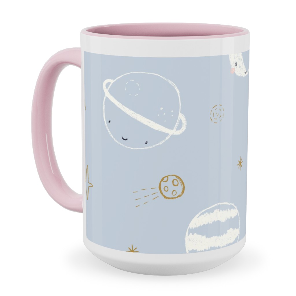 Space Adventure - Blue Ceramic Mug, Pink, , 15oz, Blue, True Blue