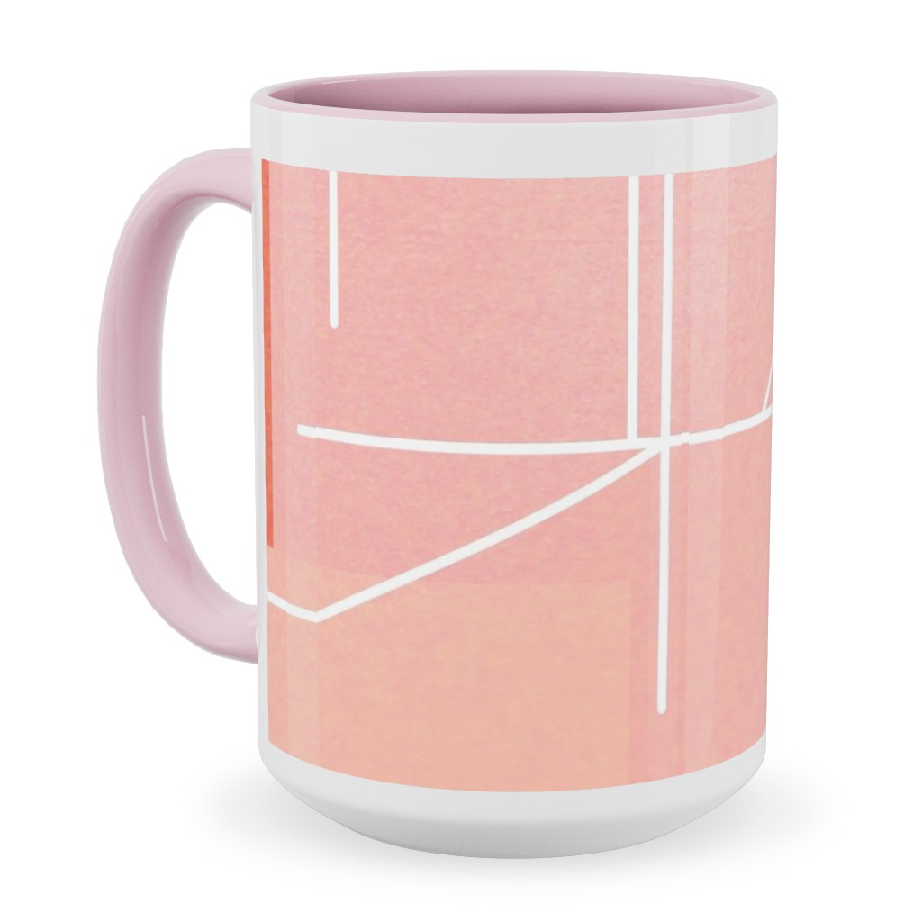 Midcentury Abstract Ceramic Mug, Pink, , 15oz, Multicolor
