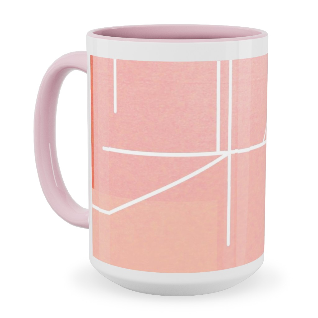 Midcentury Abstract Ceramic Mug, Pink,  , 15oz, Multicolor