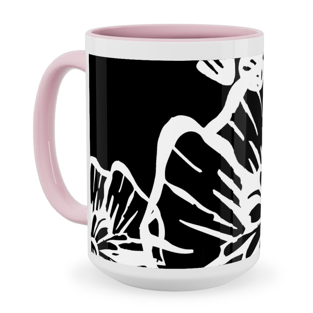Poppy Arty Ceramic Mug, Pink,  , 15oz, Black