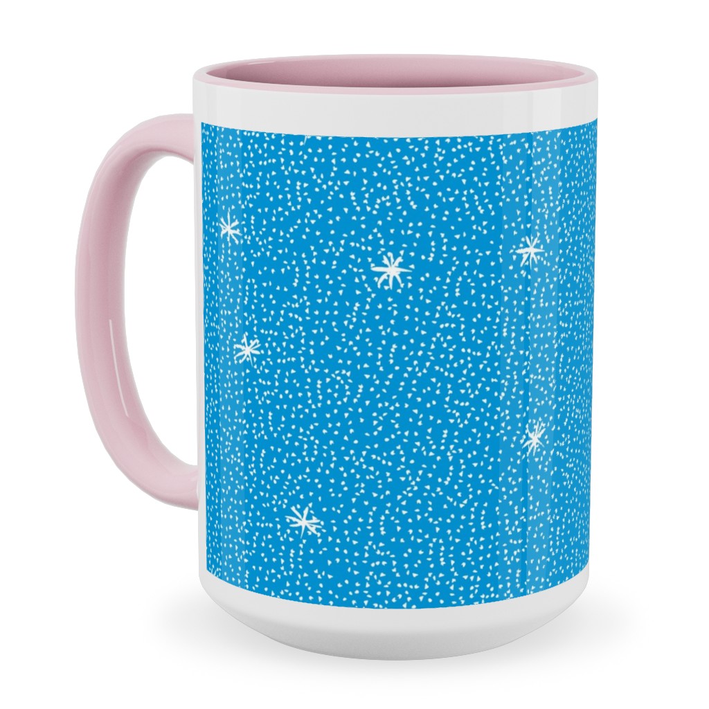Holiday Hygge Snowflakes Ceramic Mug, Pink, , 15oz, Blue, True Blue
