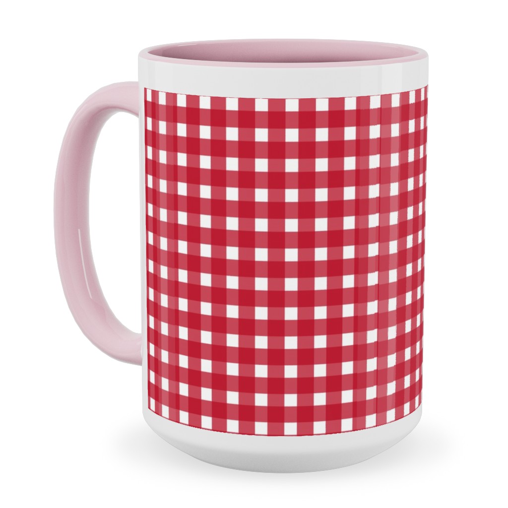 Classic Gingham - Red Ceramic Mug, Pink, , 15oz, Red, Red