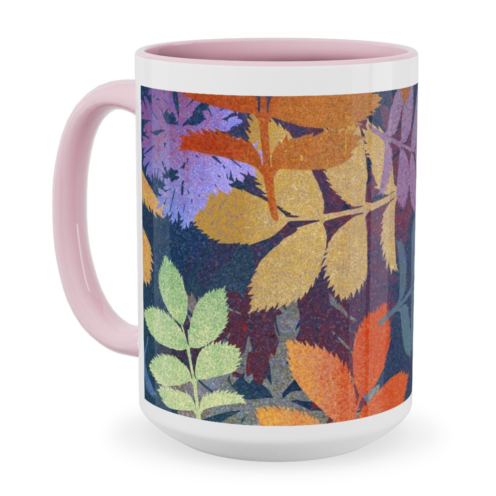 Leaves Falling - Multi Ceramic Mug, Pink,  , 15oz, Multicolor
