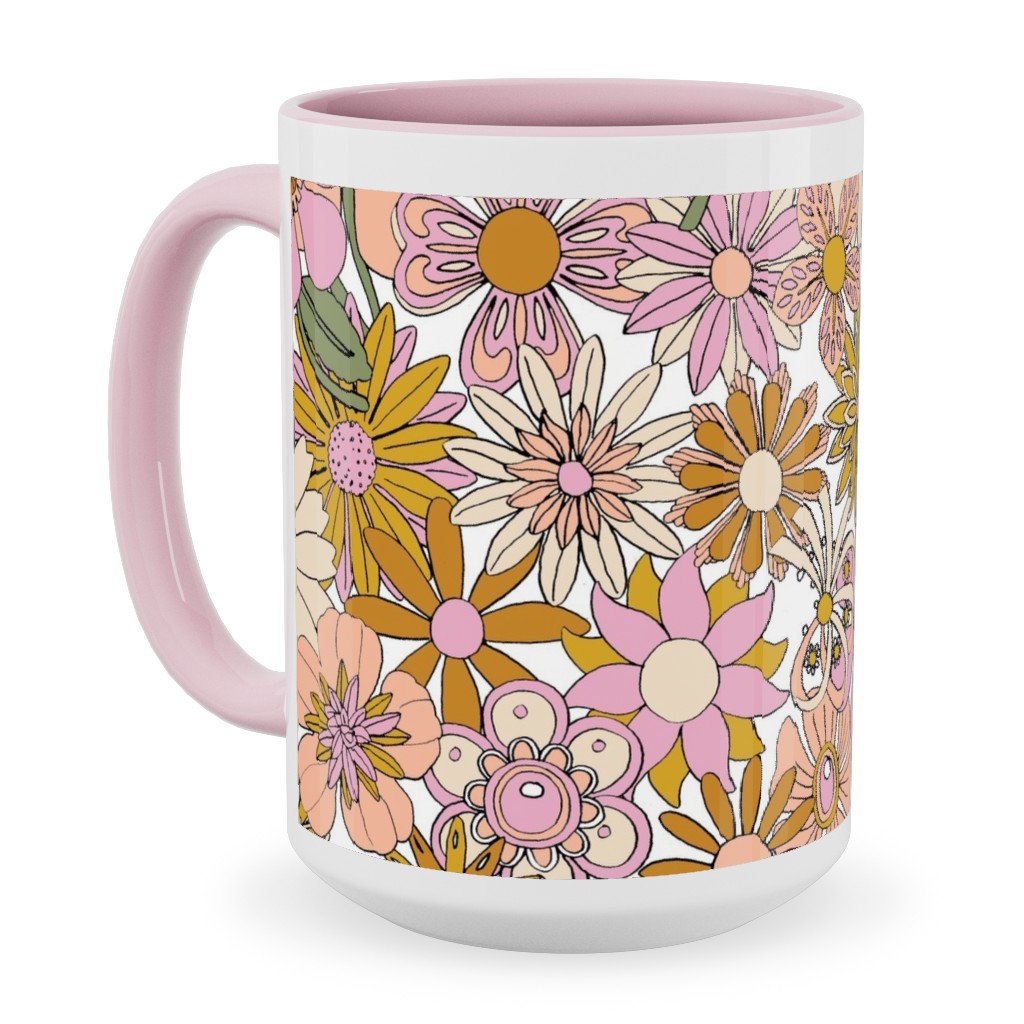 Chelsea Vintage Floral Garden - Pink Ceramic Mug, Pink,  , 15oz, Pink