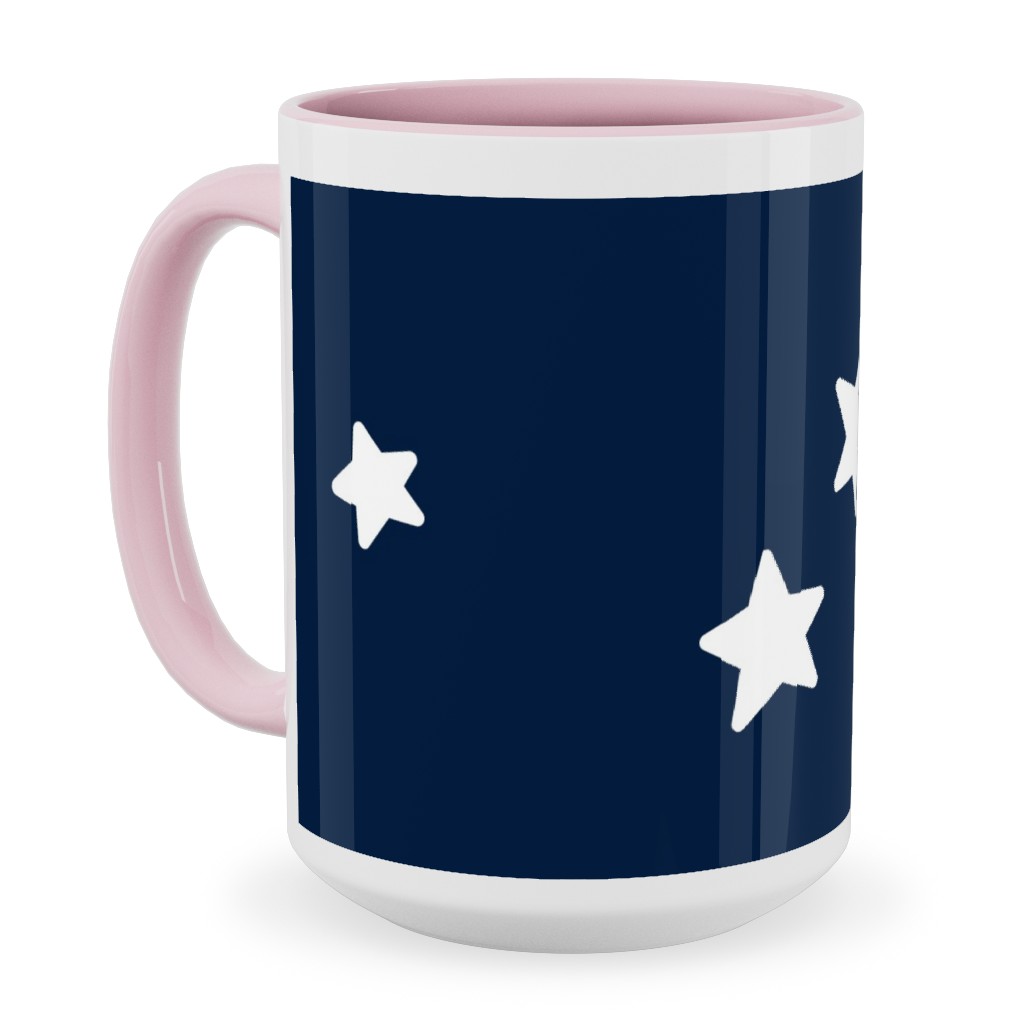Stars Ceramic Mug, Pink,  , 15oz, Blue