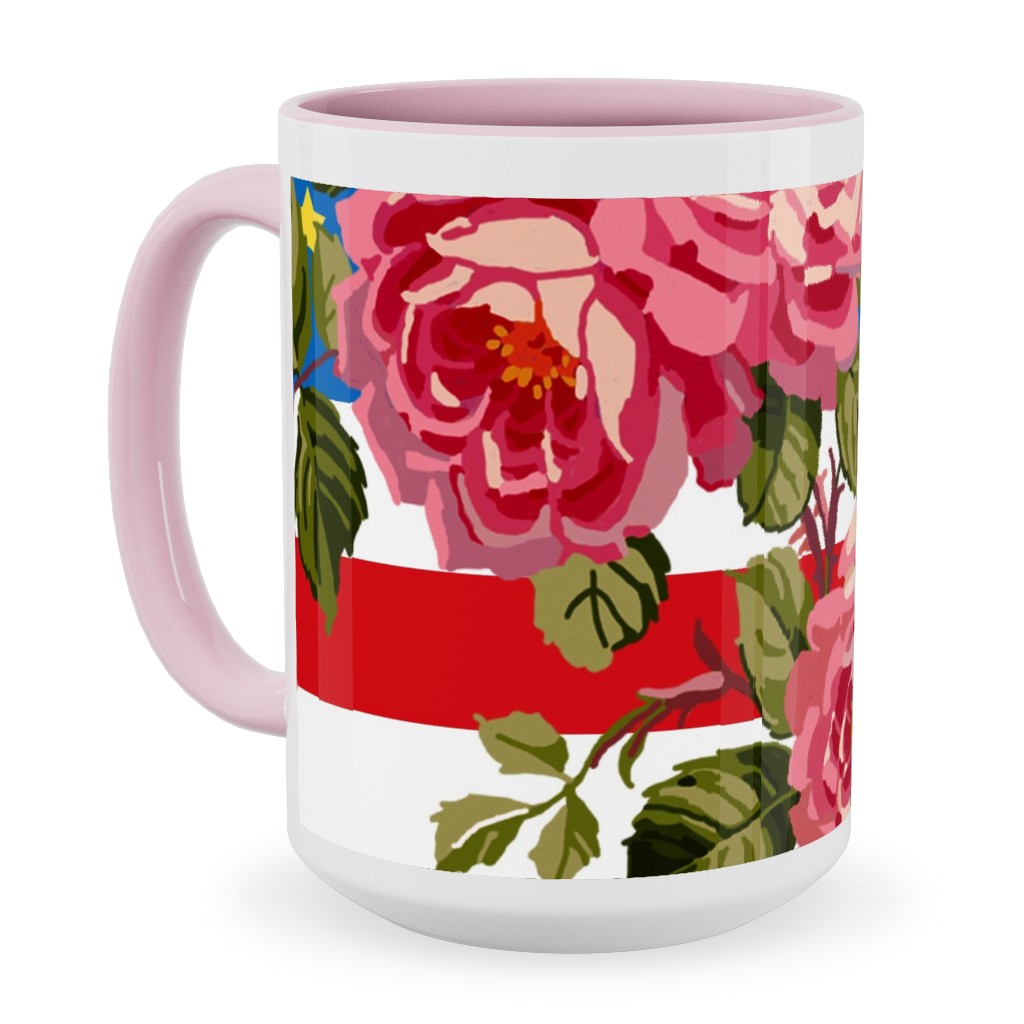 Americana Summer Roses - Multi Ceramic Mug, Pink, , 15oz, Multicolor