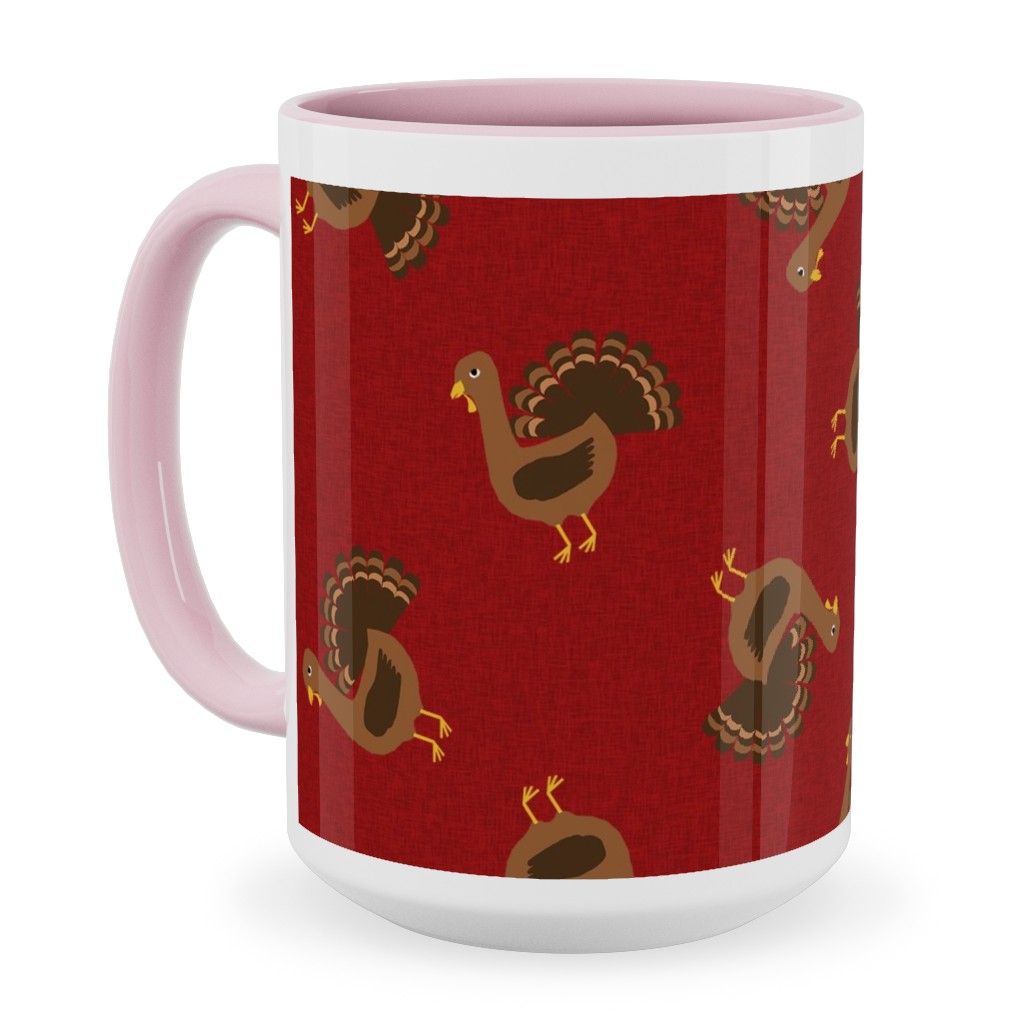 Turkey Toss Ceramic Mug, Pink, , 15oz, Red, Sap