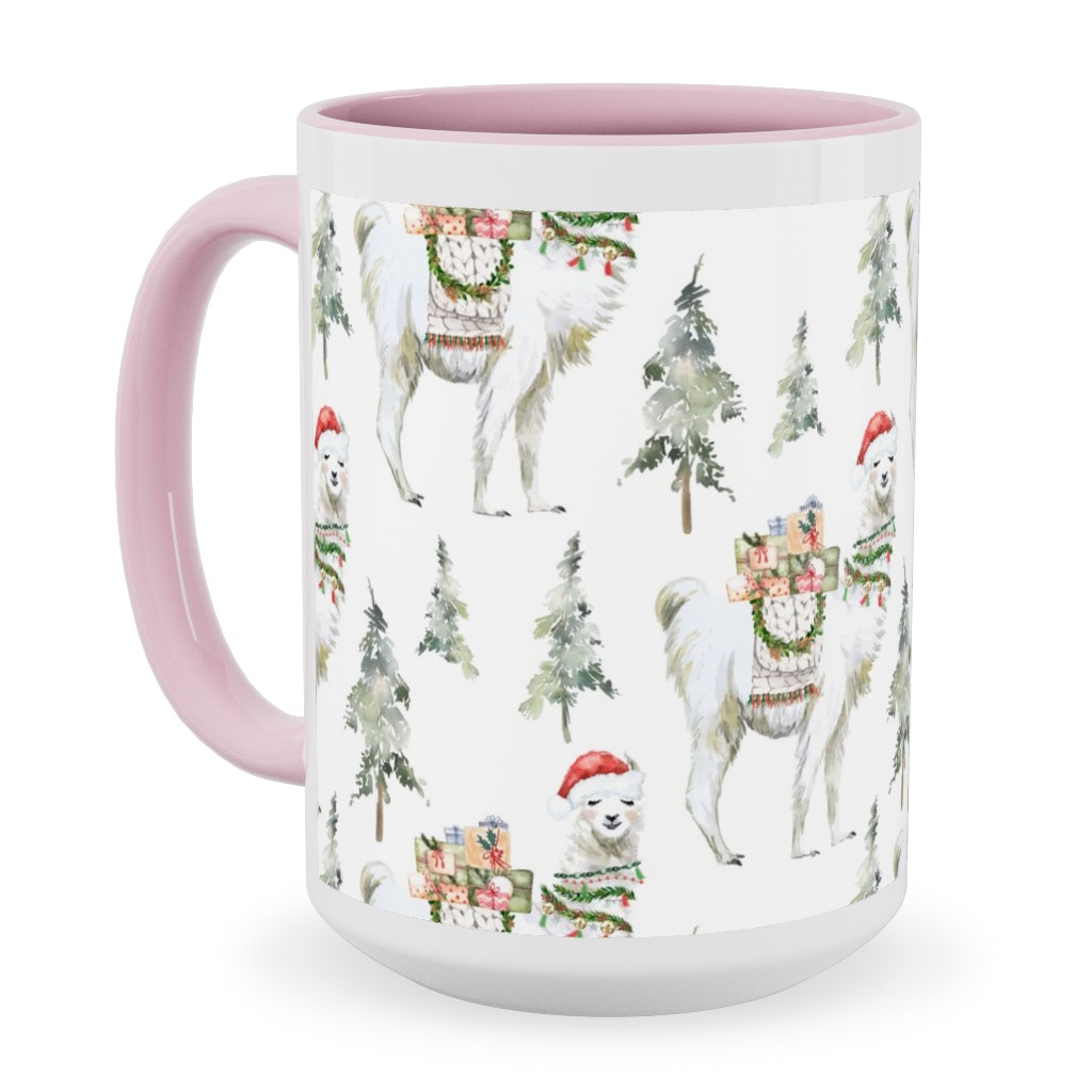 Winter Christmas Llama Ceramic Mug, Pink, , 15oz, Multicolor