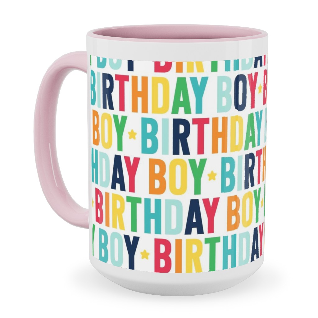 Birthday Boy - Uppercase - Rainbow Ceramic Mug, Pink, , 15oz, Multicolor