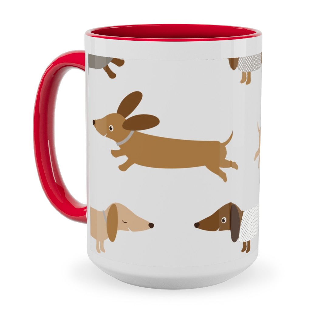 Daschunds Ceramic Mug, Red,  , 15oz, Gray