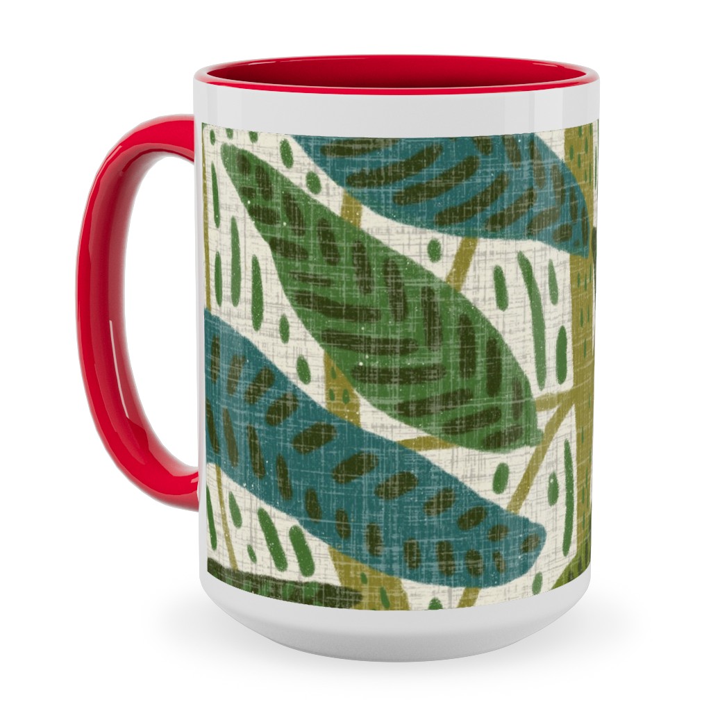 Jungle Foliage - Green Ceramic Mug, Red, , 15oz, Green, Classic Green