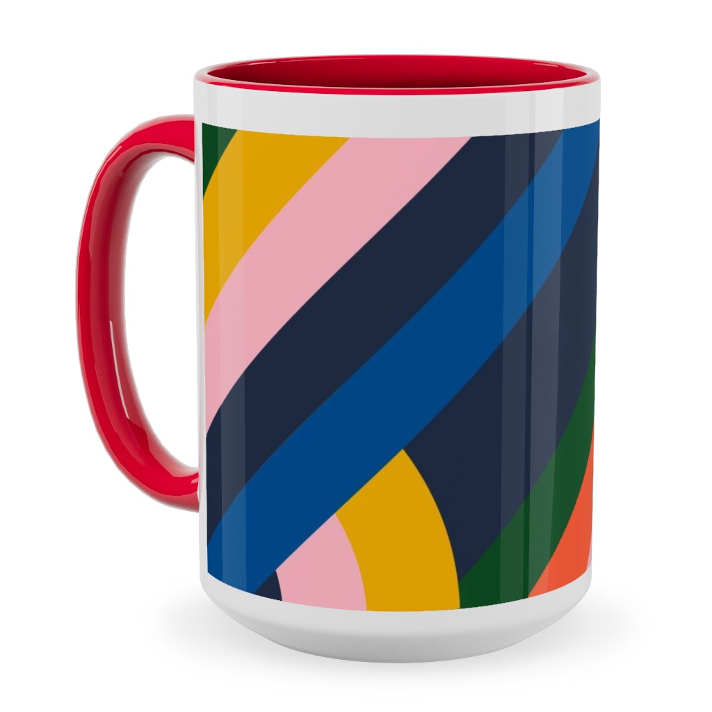 Modernist Loop - Multi Ceramic Mug, Red,  , 15oz, Multicolor