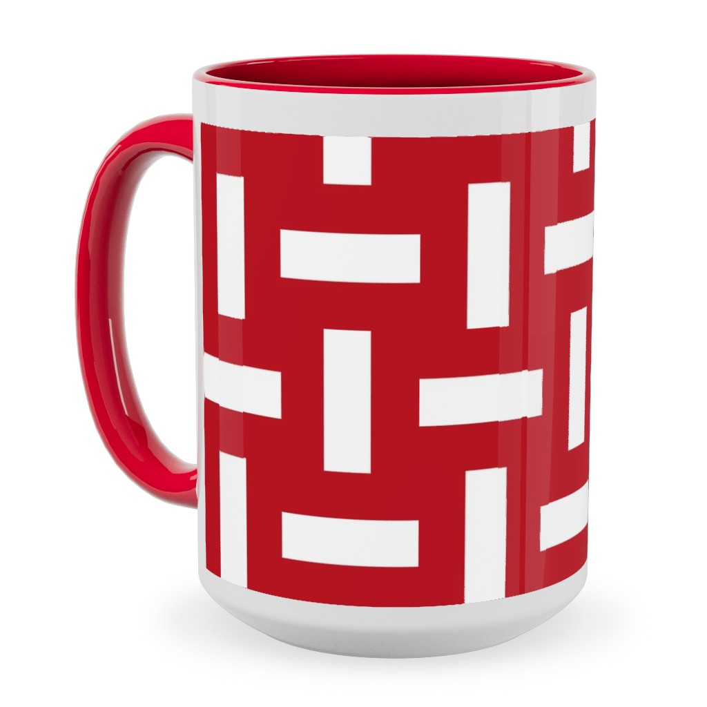 Geometrically Assembled Flag - Red Ceramic Mug, Red, , 15oz, Red, Red