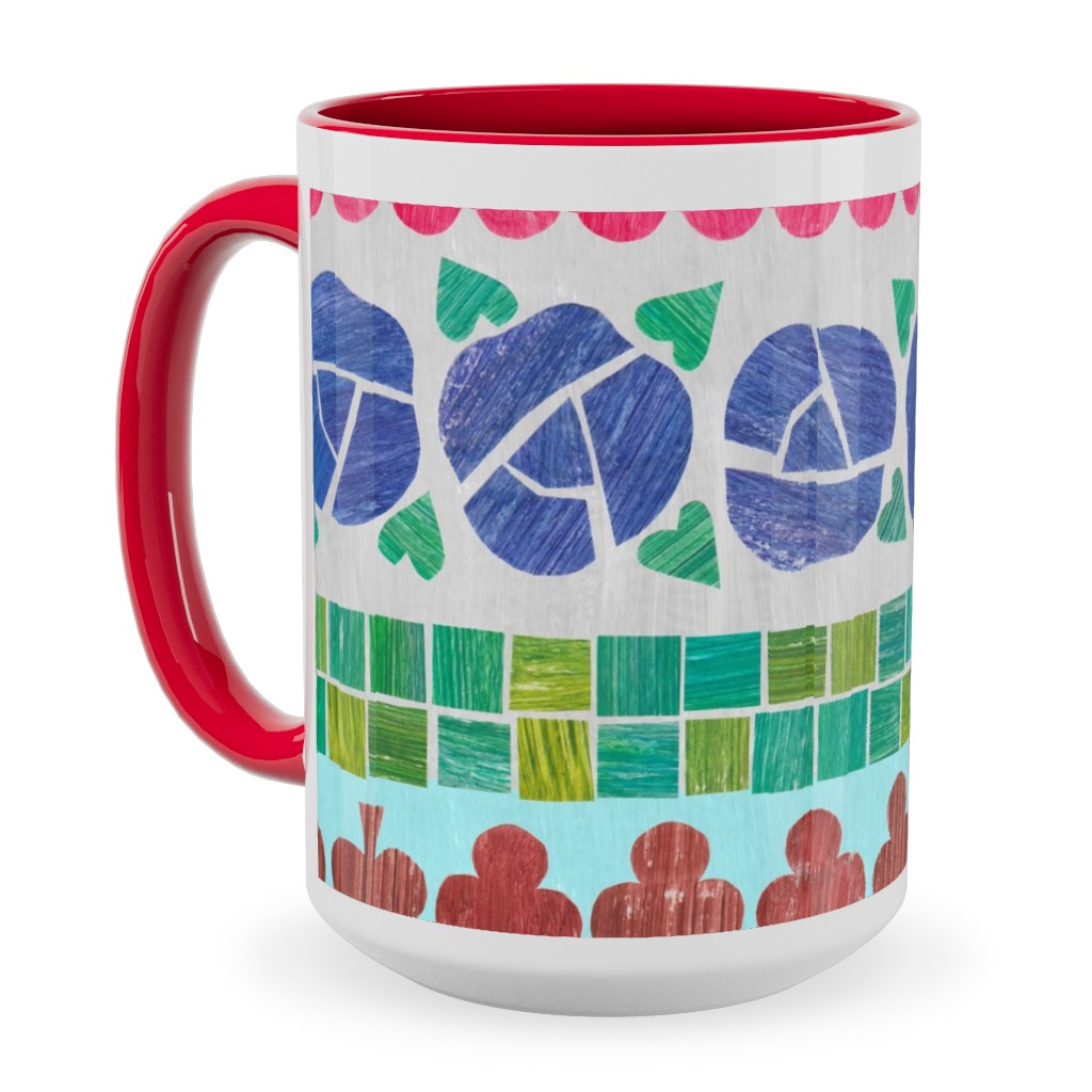 Abstract Wildflowers & Shapes - Multi Ceramic Mug, Red, , 15oz, Multicolor